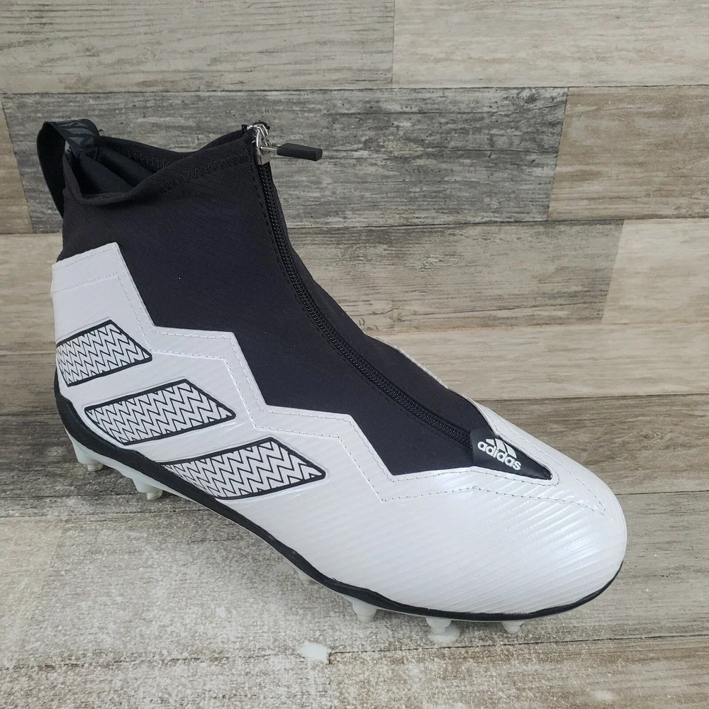Adidas Nasty 2.0 Mens Shoes Sz 10 White Black Logo Front Zip Football Cleats